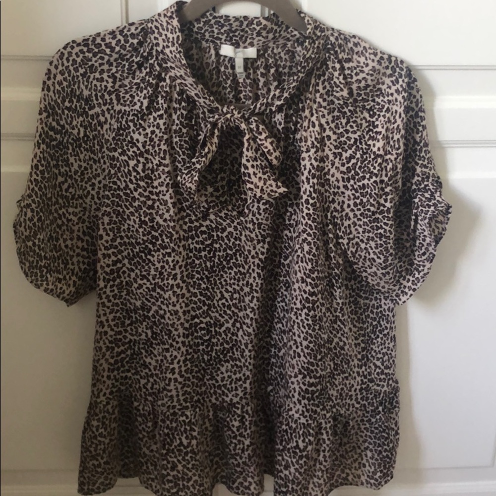 Joie animal print silk blouse with matching skirt